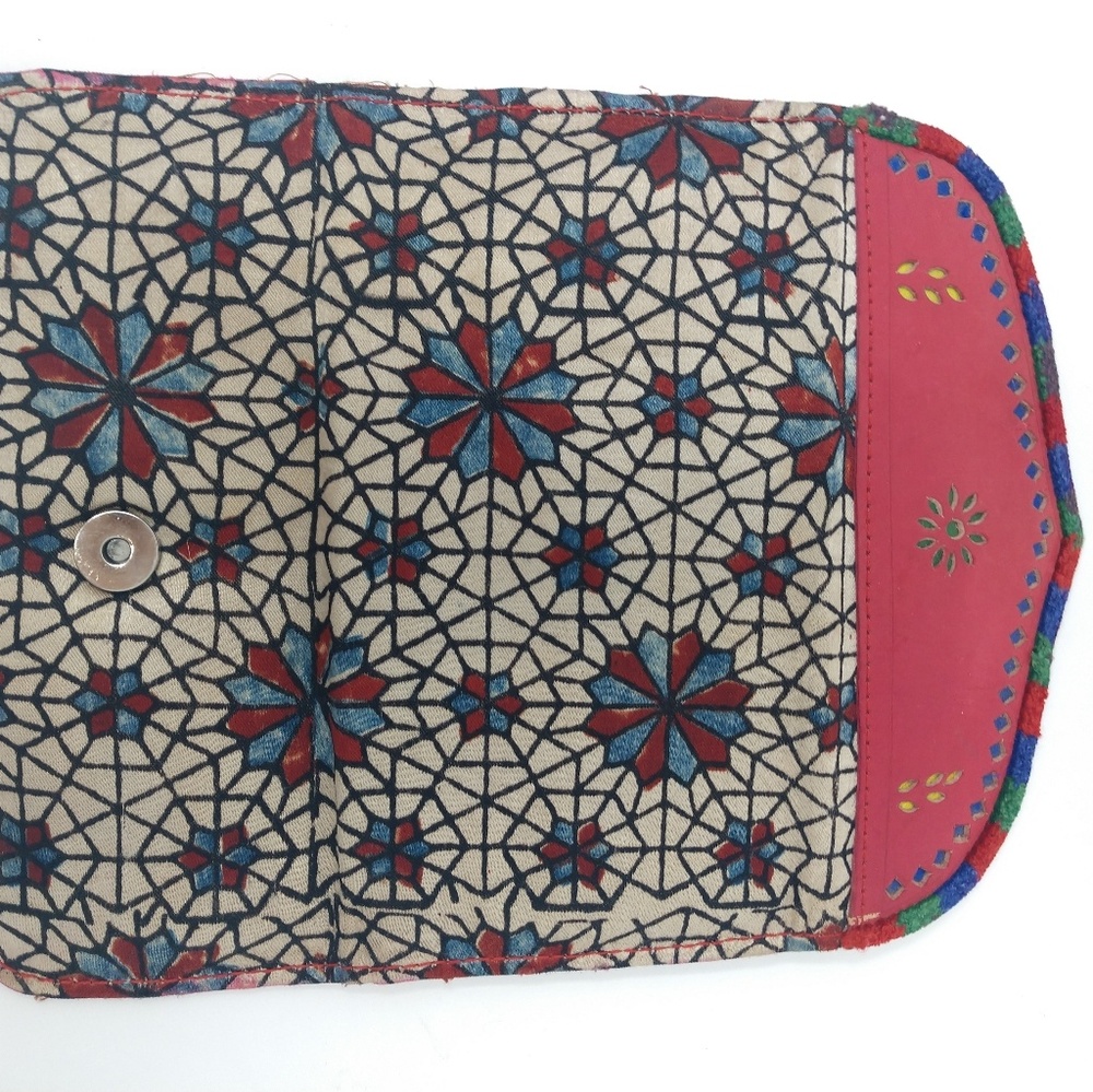 Womens Pink India Ethnic Clutch Wallet Leather - Picture 3 of 6